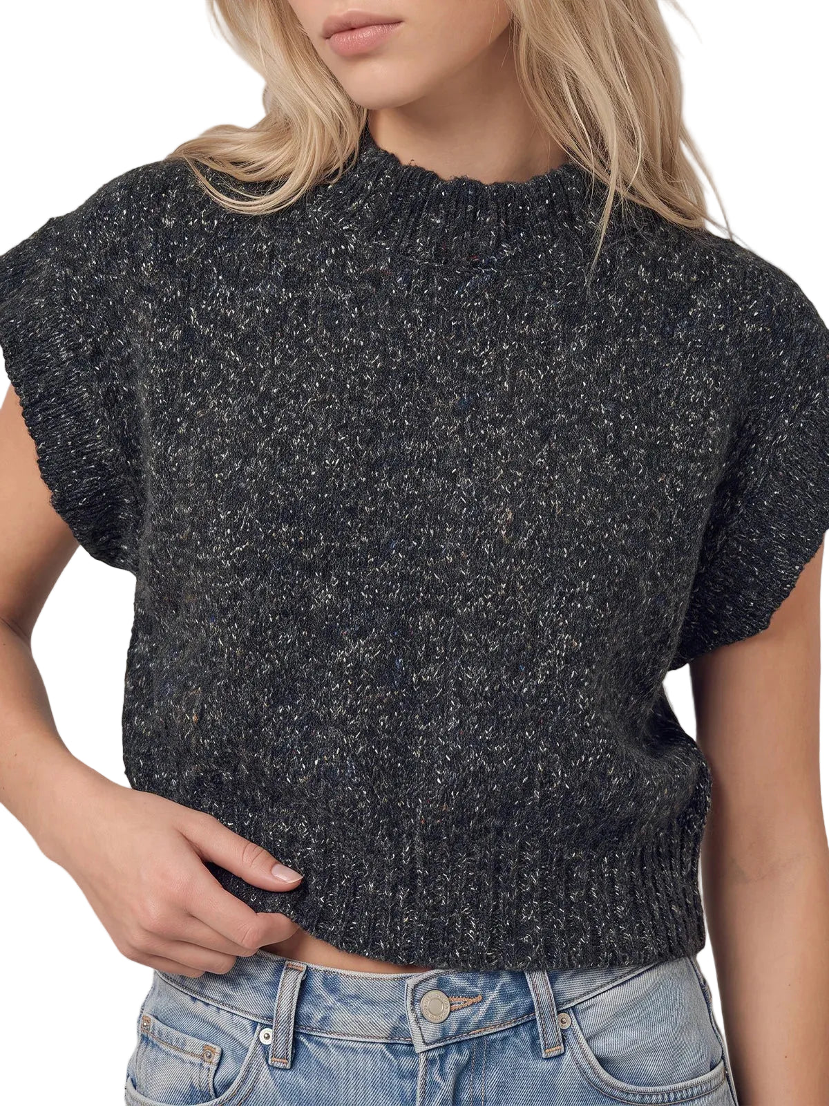 525 | Grey Speckled Structured Sweater Vest