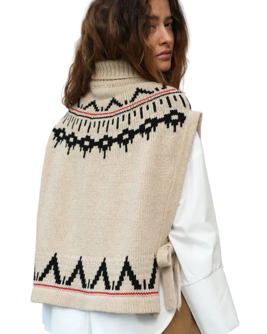 Beaumont Organic | Cream Fair Isle Tie Side Sweater Vest