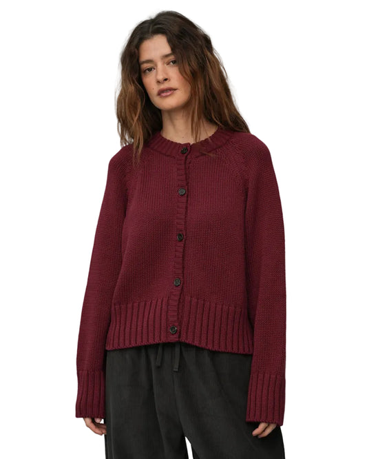 Beaumont Organic | Maroon Button Up Knit Cardigan