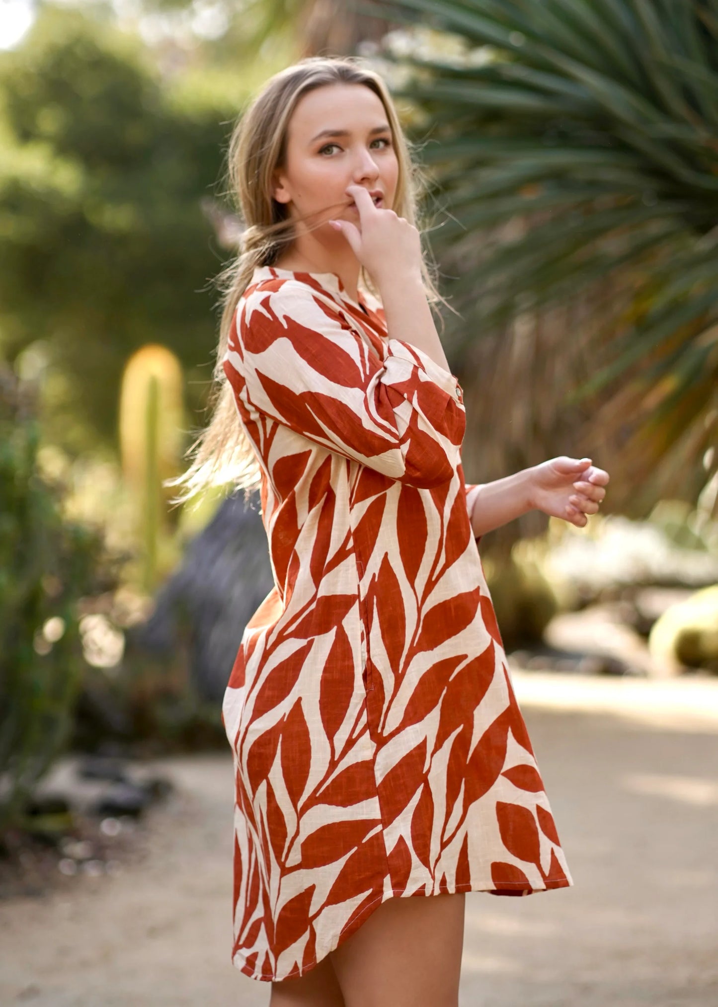 Dolma | Tunic Dress in Rust and Tan