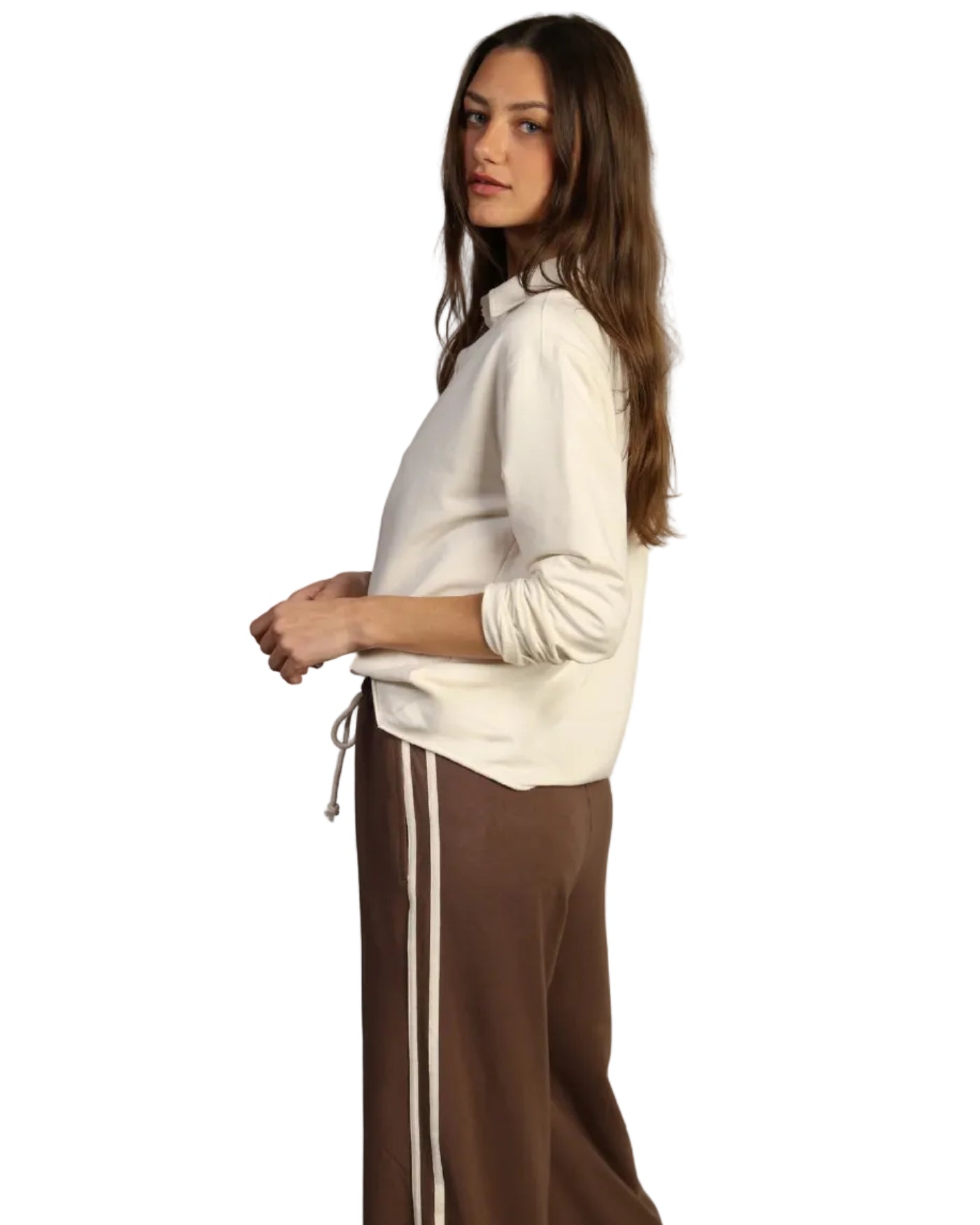 Dylan | Brown Wide Leg Pant with Side Stripe