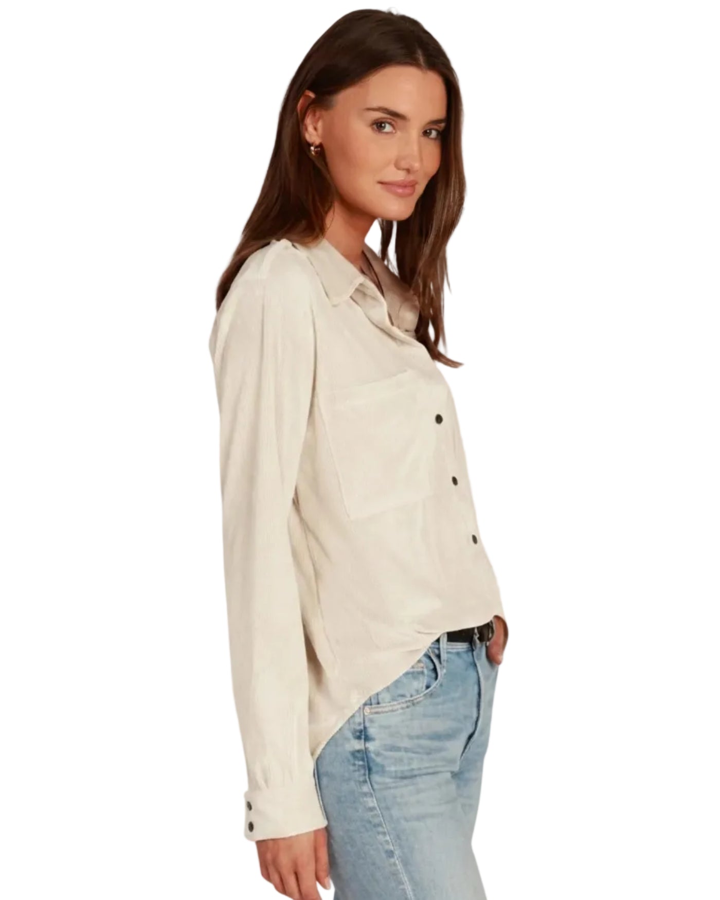 Dylan | Creamy White Cut-Cord Button Up Shirt