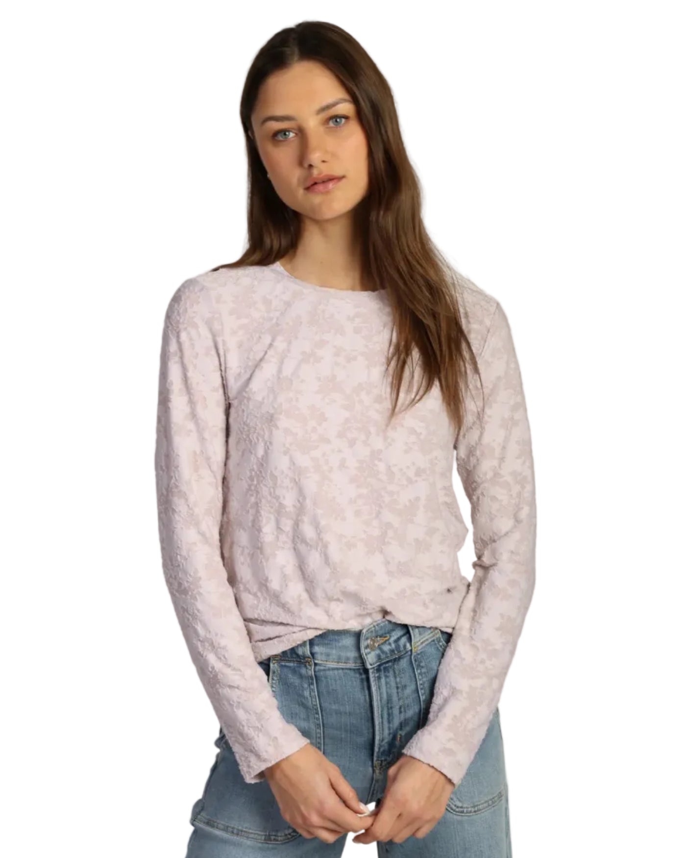 Dylan | Pale Lavender Cutout Floral Long Sleeve Top