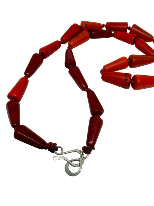 Cottage & Pearl | Red Orange African Trade Bead Necklace