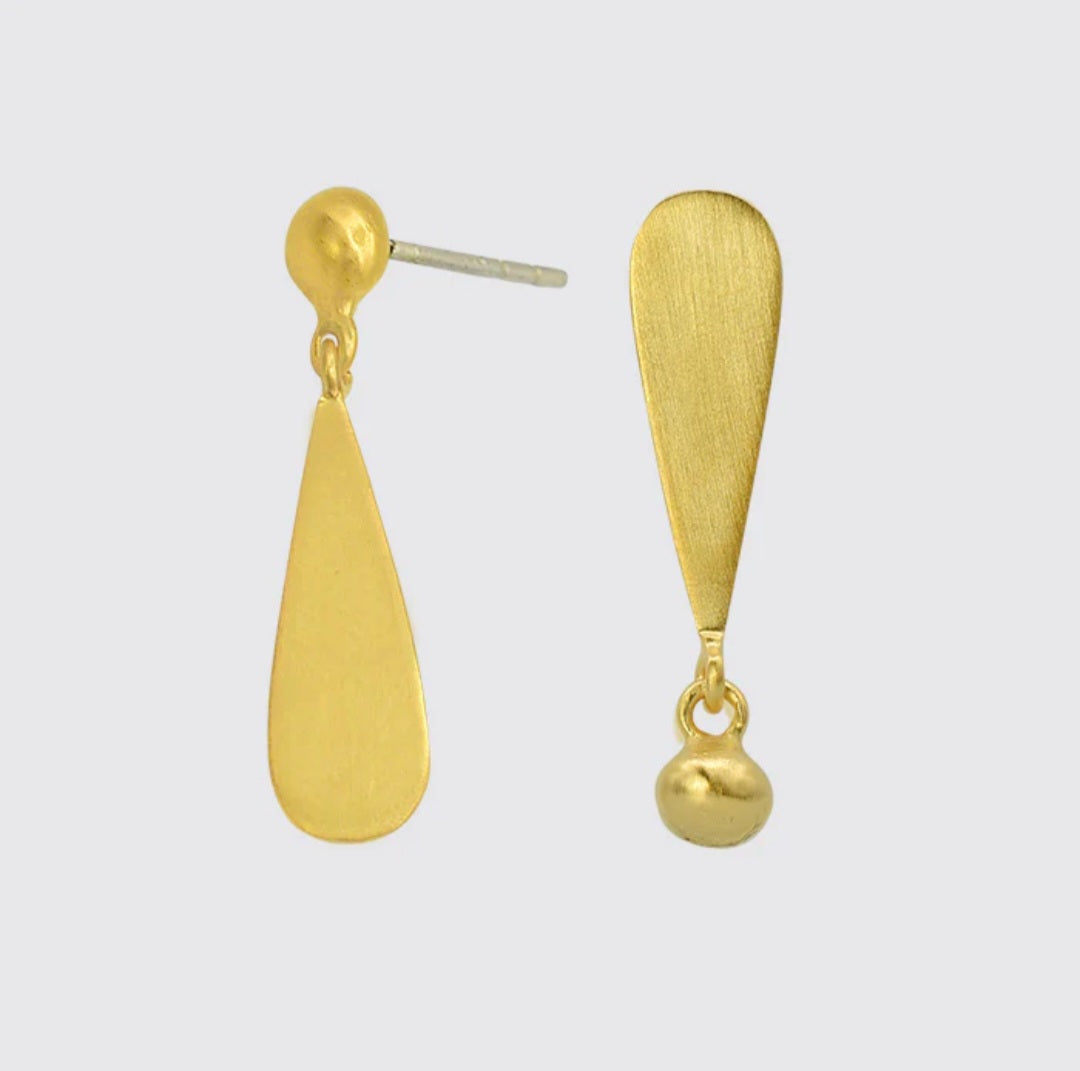 One Up, One Down Teardrop Stud Earrings / Jane Diaz