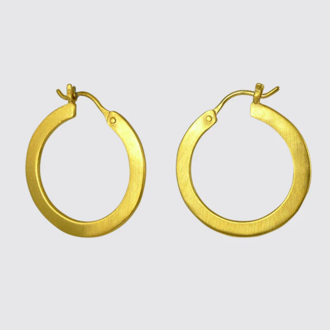 Satin Finish Flat Hoop Earrings / Jane Diaz