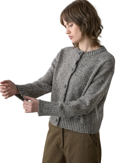 Bibico | Grey Flecked Cropped Cardigan Jumper