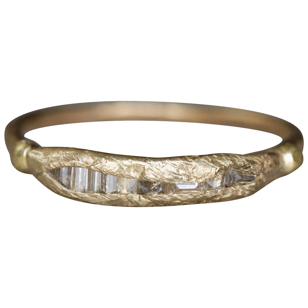 Baguette Diamond band on a yellow gold band| Variance Objects