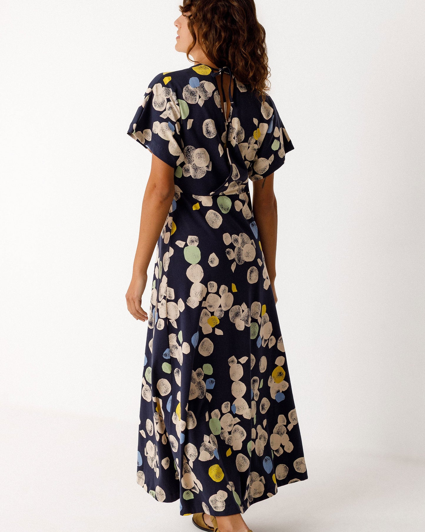 SKFK | Navy Spotted Kimono Sleeve Dress