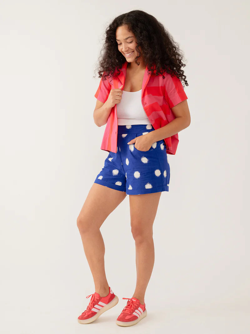 Mata Traders | Red and Pink Striped Short Sleeve Button Down