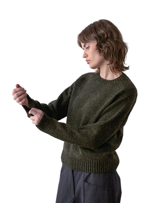 Bibico | Dark Green Flecked Cropped Jumper