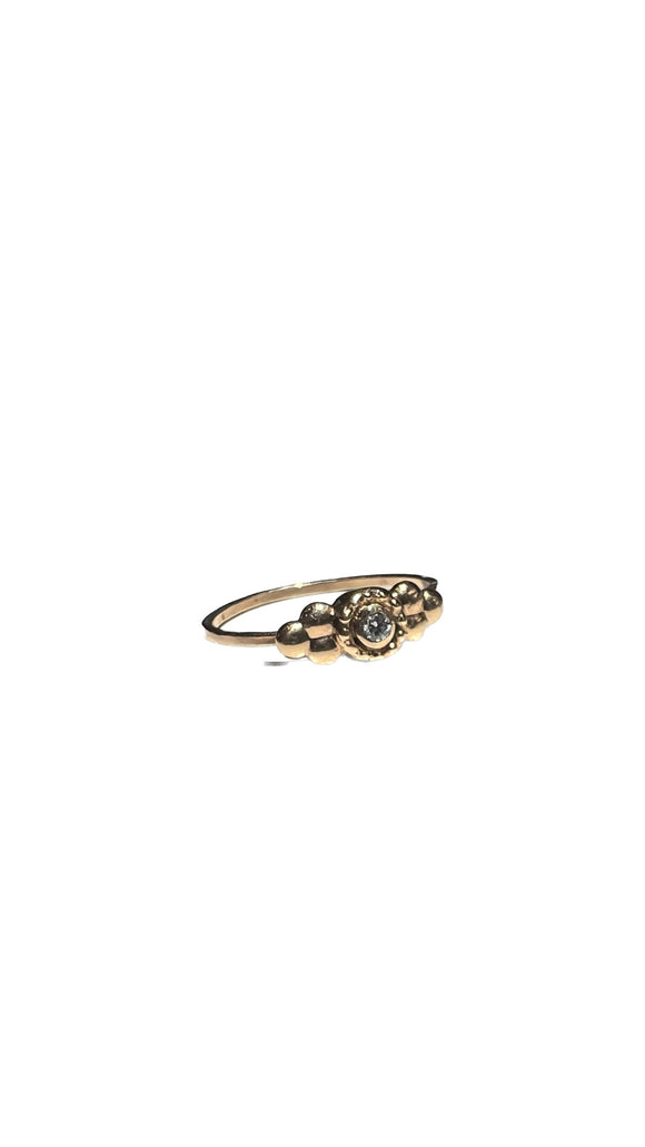 Handcrafted 14k Gold Ring with Diamond Stone in Size 6.5 | J+I Jewelry