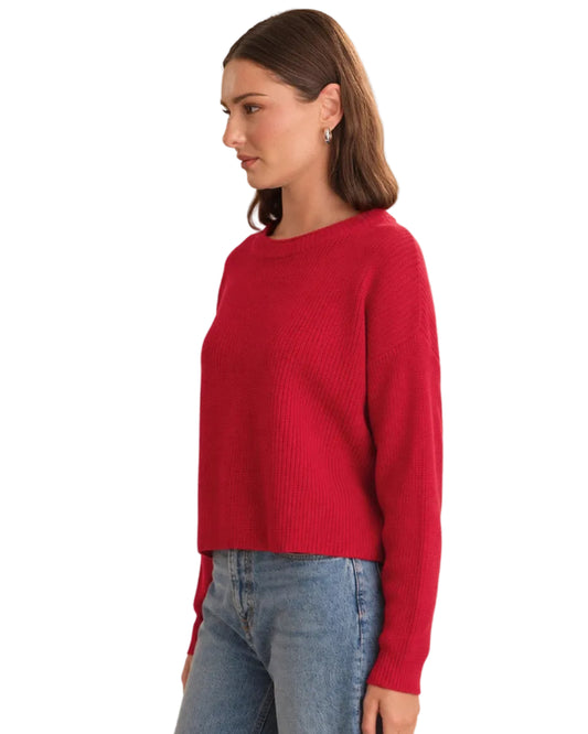 525 | Bright Red Cropped Pullover Sweater