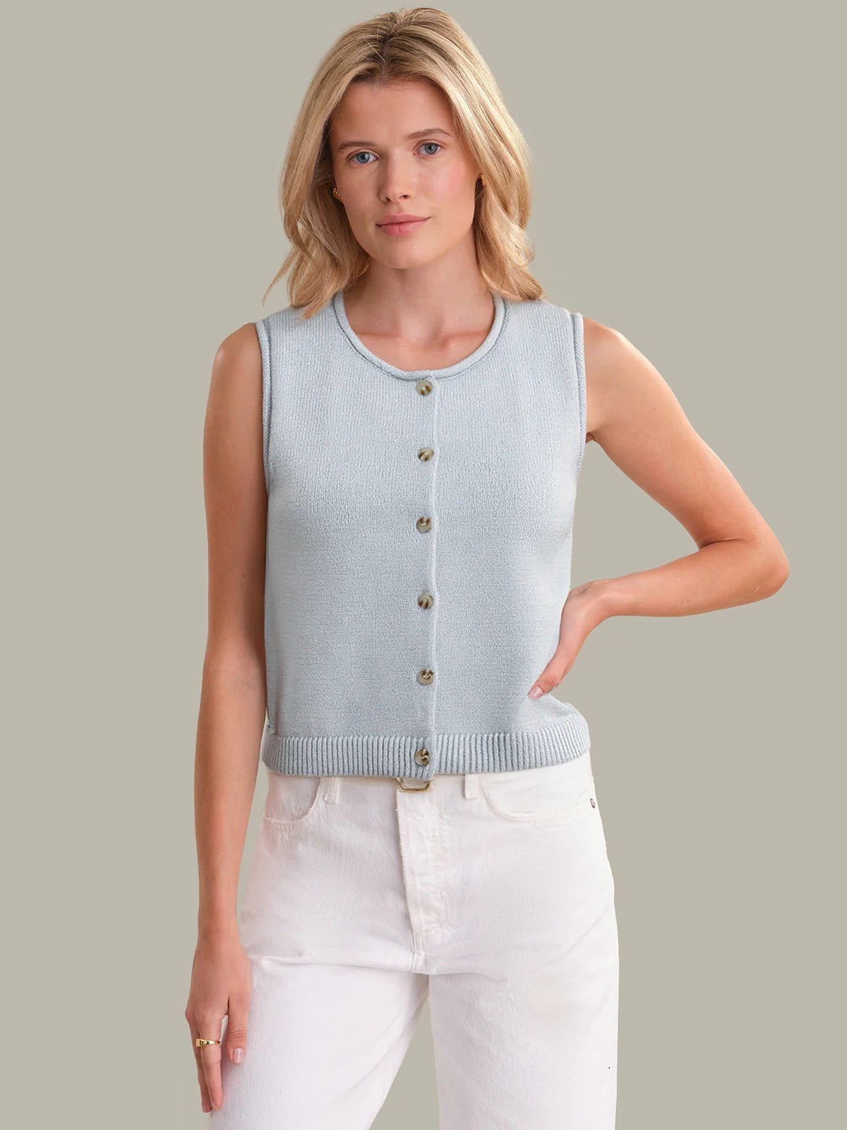ELLA: COTTON BUTTON FRONT SWEATER VEST