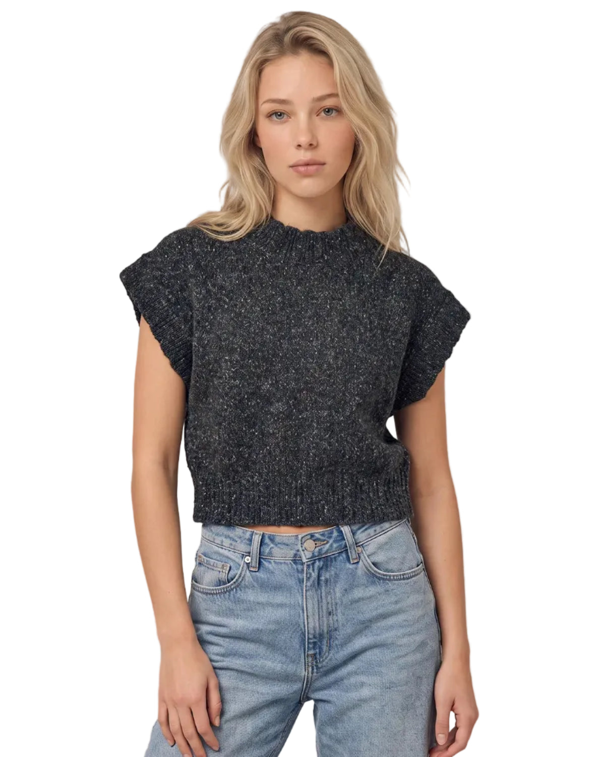 525 | Grey Speckled Structured Sweater Vest
