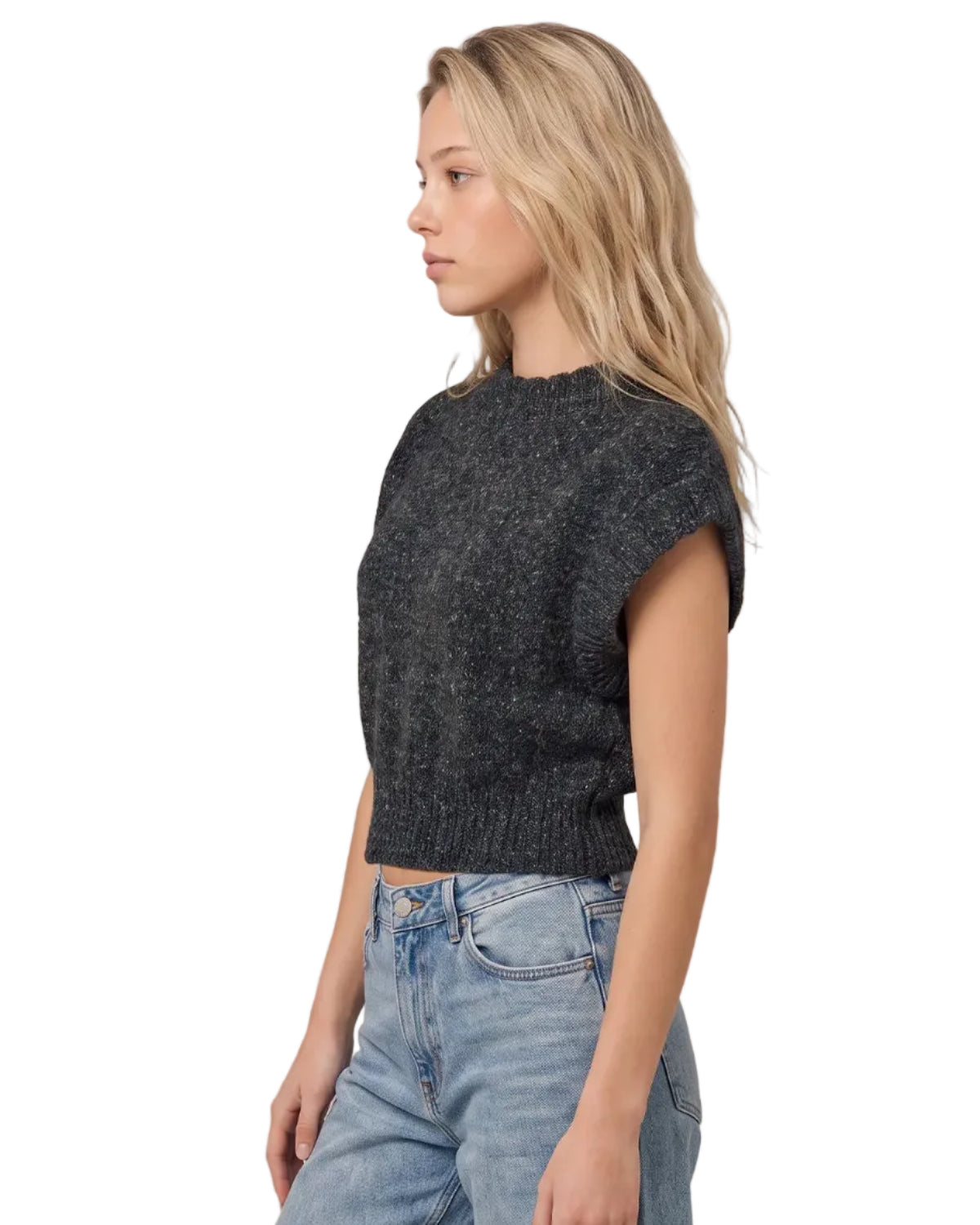 525 | Grey Speckled Structured Sweater Vest