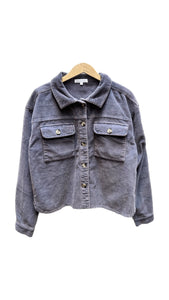 Cropped Corduroy Jacket in Silver Smoke | Mododoc