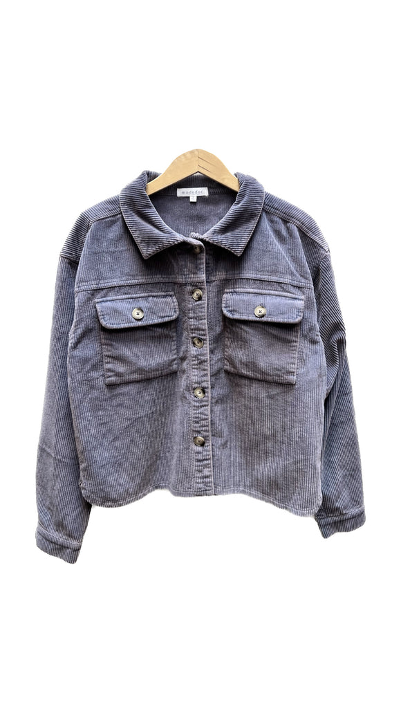 Cropped Corduroy Jacket in Silver Smoke | Mododoc