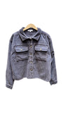 Cropped Corduroy Jacket in Silver Smoke | Mododoc