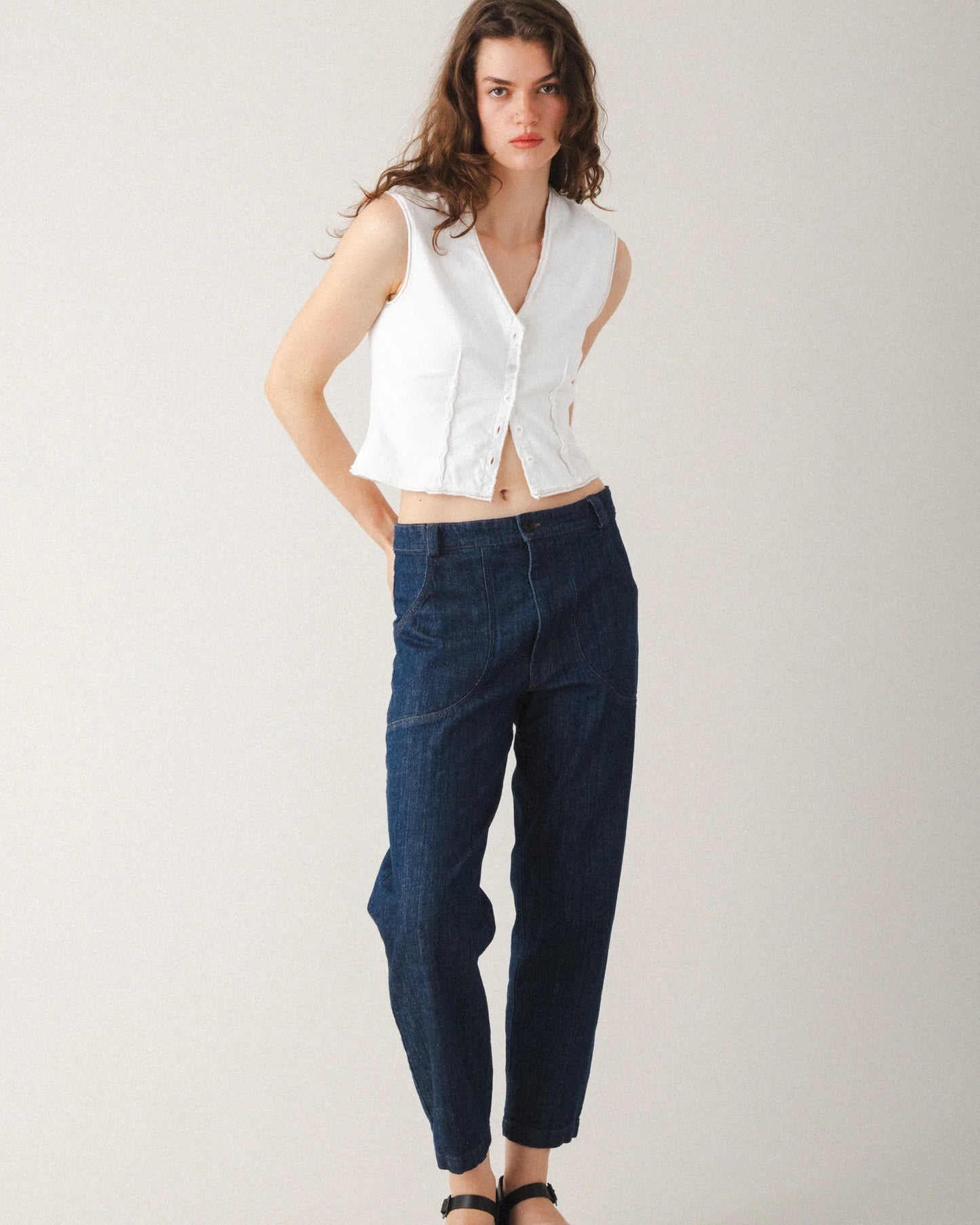 Prairie Underground | Dark Wash Mid-Rise Lantern Jeans