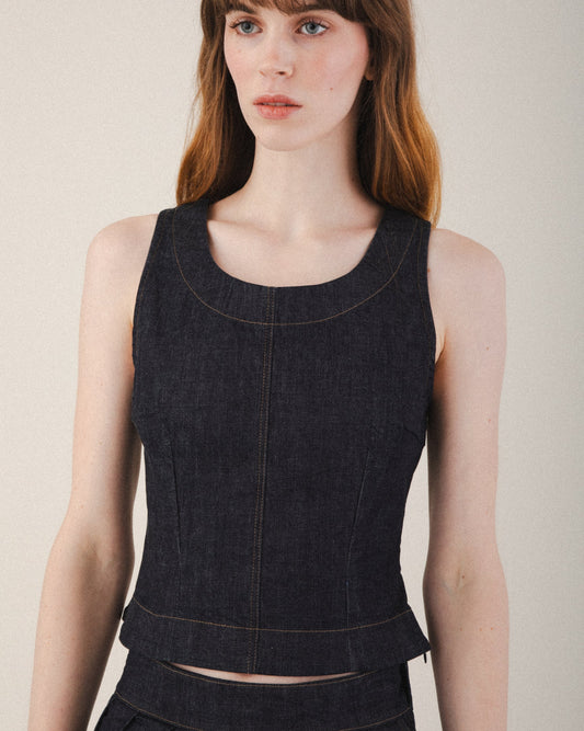 Prairie Underground | Scoop Neck Denim Sleeveless Top