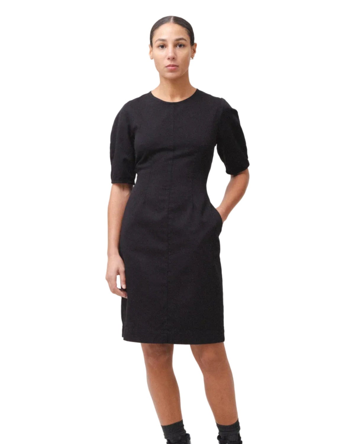 Prairie Underground | Black Structured Sleeve Knee Length Dress