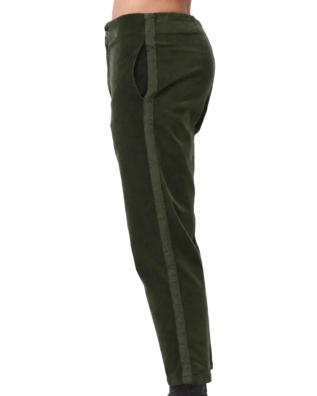 Prairie Underground | Dark Green Side Stripe Velvet Trousers