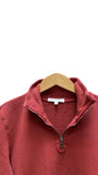 100% Cotton 3/4 Zip up Sweatshirt in Rustic Red | Mododoc