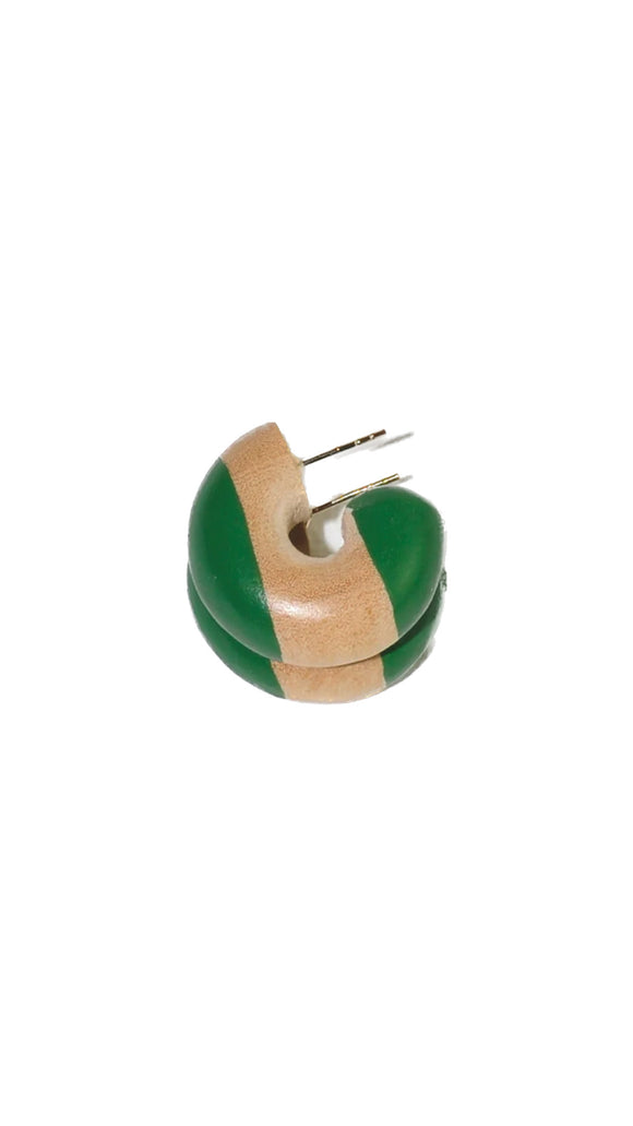 Green Tommy Stripe Mini Chunk Hoop | Binky & Lulu