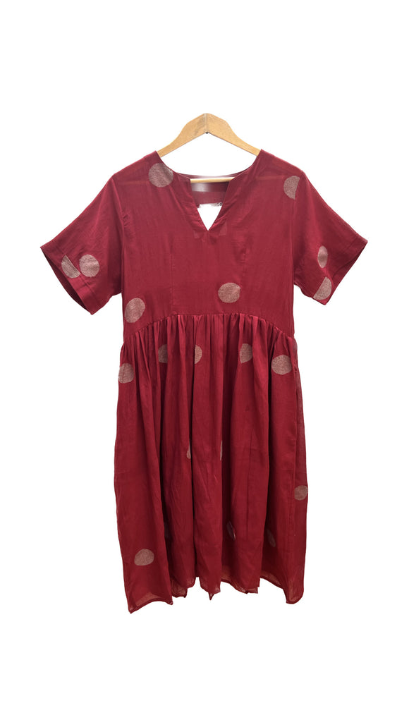 Red V-Neck Polk-a-Dot Summer Dress | DVAA