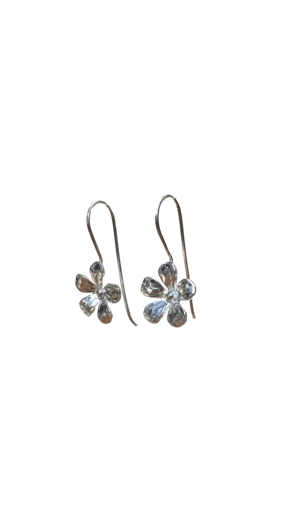 Small Hammered Pure Silver Floral Earrings | Anantara