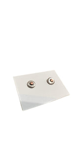 Teeny Tiny Silver Disc with Copper Dot Stud Earrings | Jane Diaz