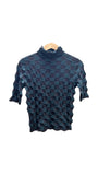 Elbow Length Turtleneck in Checked Chocolate & Teal | Margaret O'Leary
