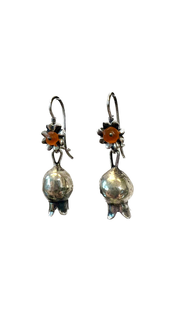 Sterling Silver Dangling Orb Earrings with Orange Accent Stone | Blue Jaguar Studios