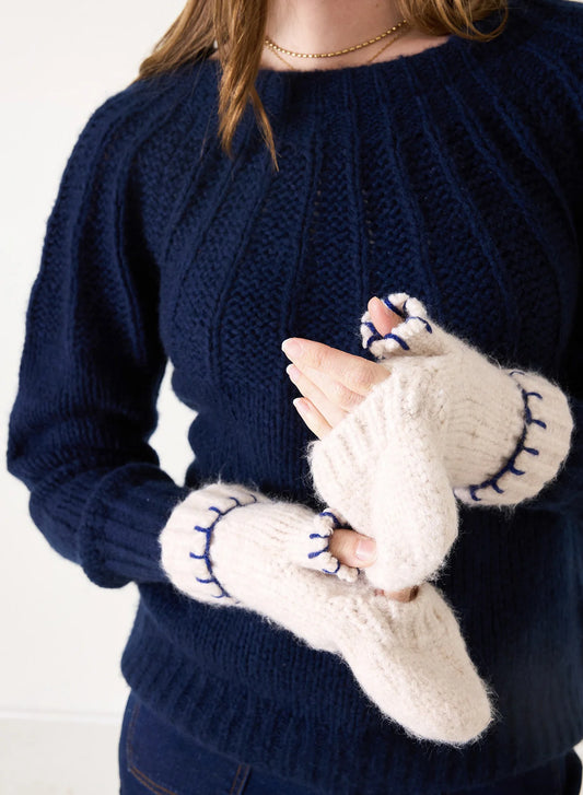 Sailor Love Whipstitch Flip Top Mittens / Mersea