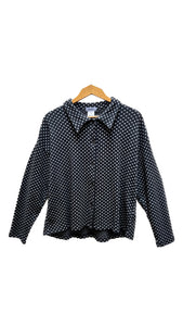 Polka Dot Collared Blouse in Charcoal & Gray | IRIDIUM
