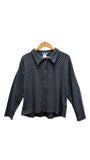 Polka Dot Collared Blouse in Charcoal & Gray | IRIDIUM