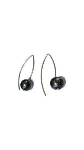 Elongated Silver Tahitian Pearl Earrings | Susan Monosson