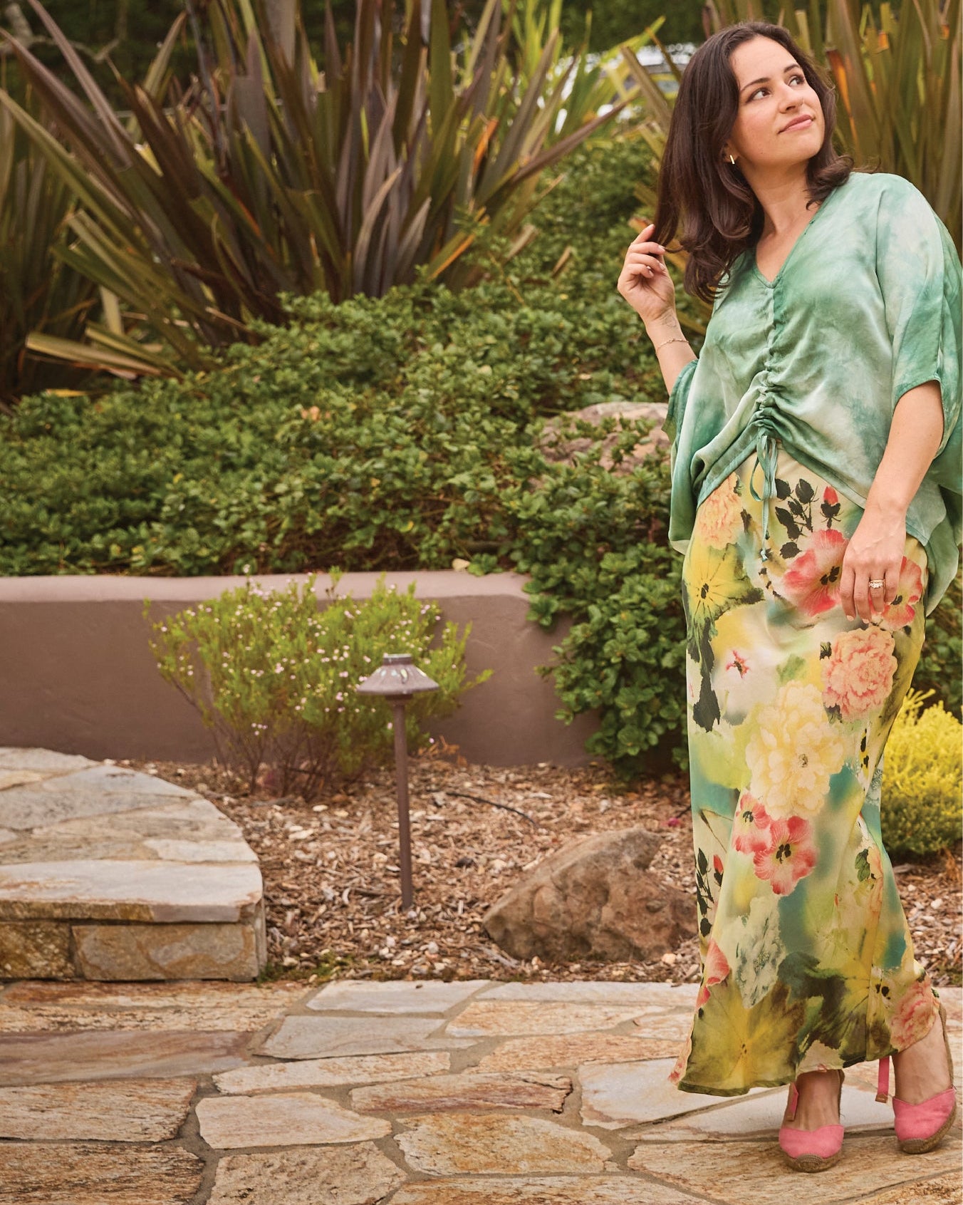 Bryn Walker | Green Watercolor Blouse
