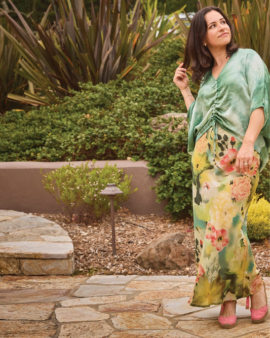 Bryn Walker | Green Watercolor Blouse