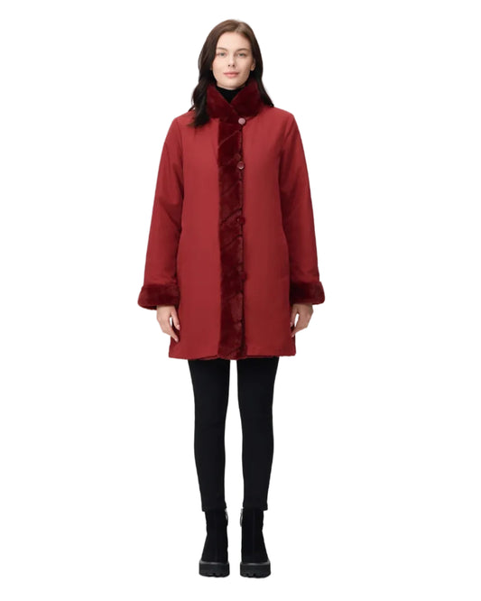 Nikki Jones | Ruby Red Reversible Faux Fur Jacket