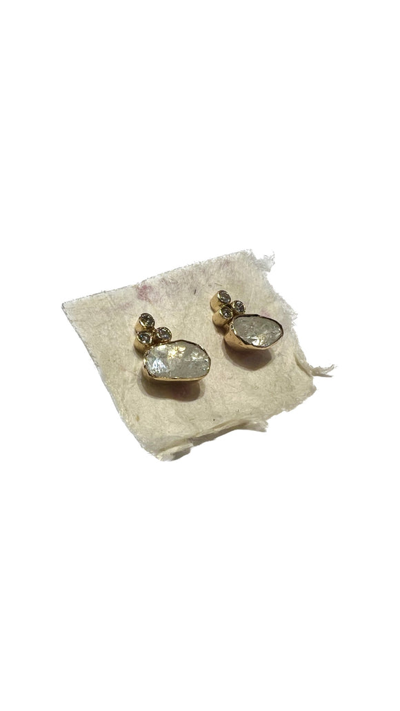 14k Gold Faceted Diamond Studs | Shree Jewelers