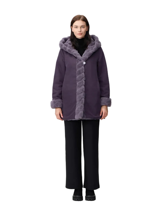 Nikki Jones | Purple Reversible Faux Fur Hooded Jacket
