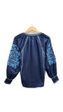 Embroidered Navy and Duck Egg Blue Blouse | Rose and Rose