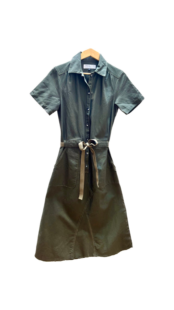 Jumpsuit Dress in Olive Green | Utility Canvas