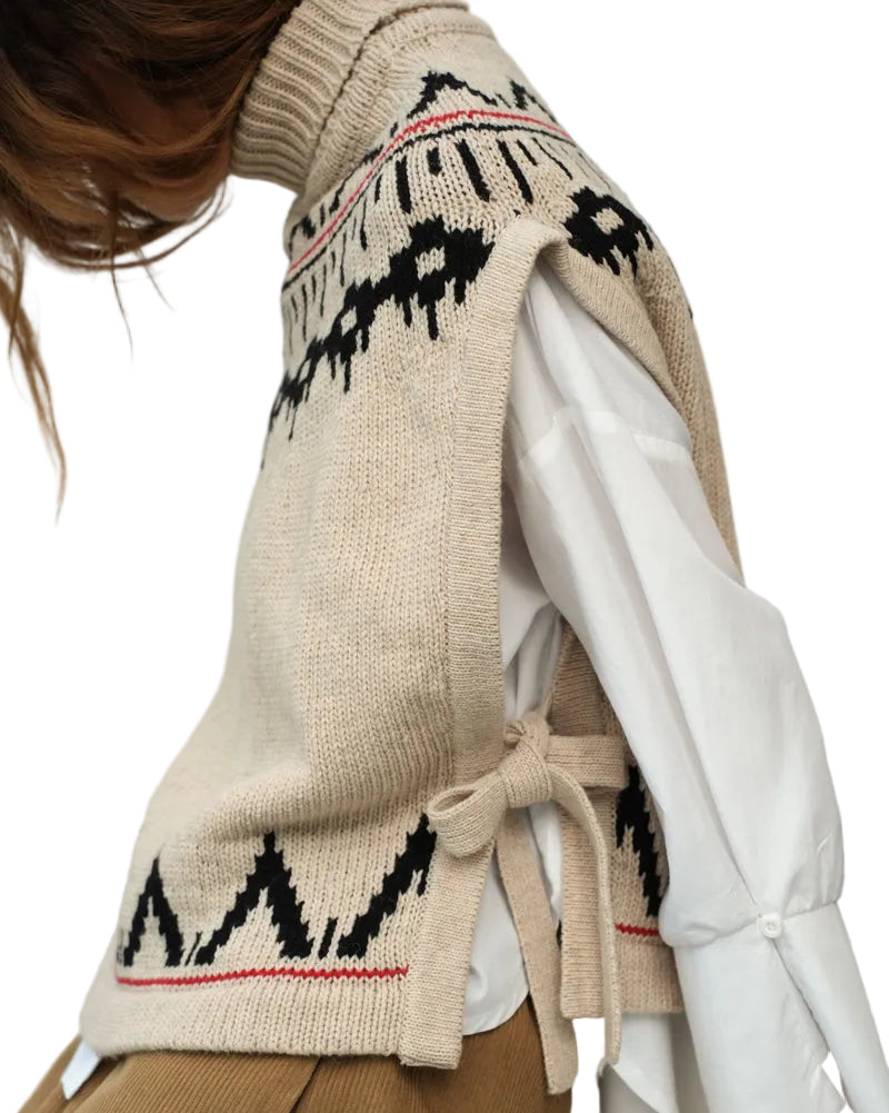 Beaumont Organic | Cream Fair Isle Tie Side Sweater Vest