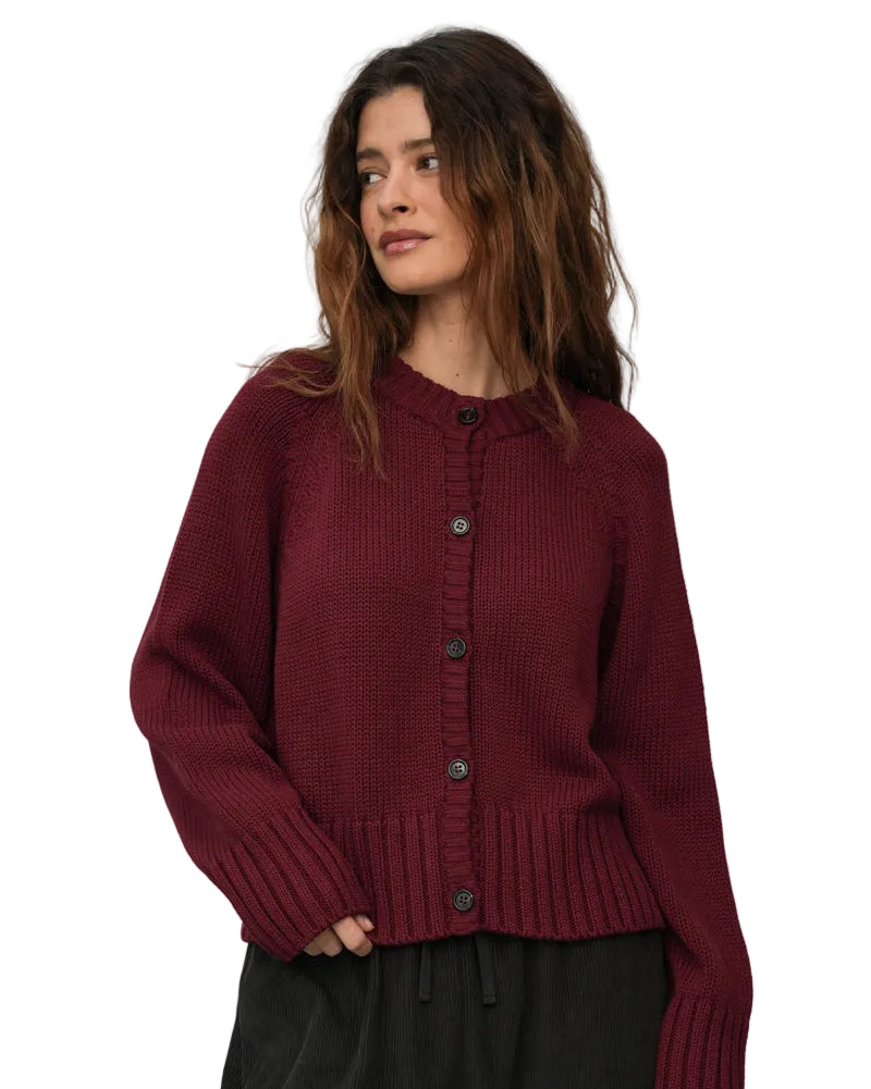 Beaumont Organic | Maroon Button Up Knit Cardigan