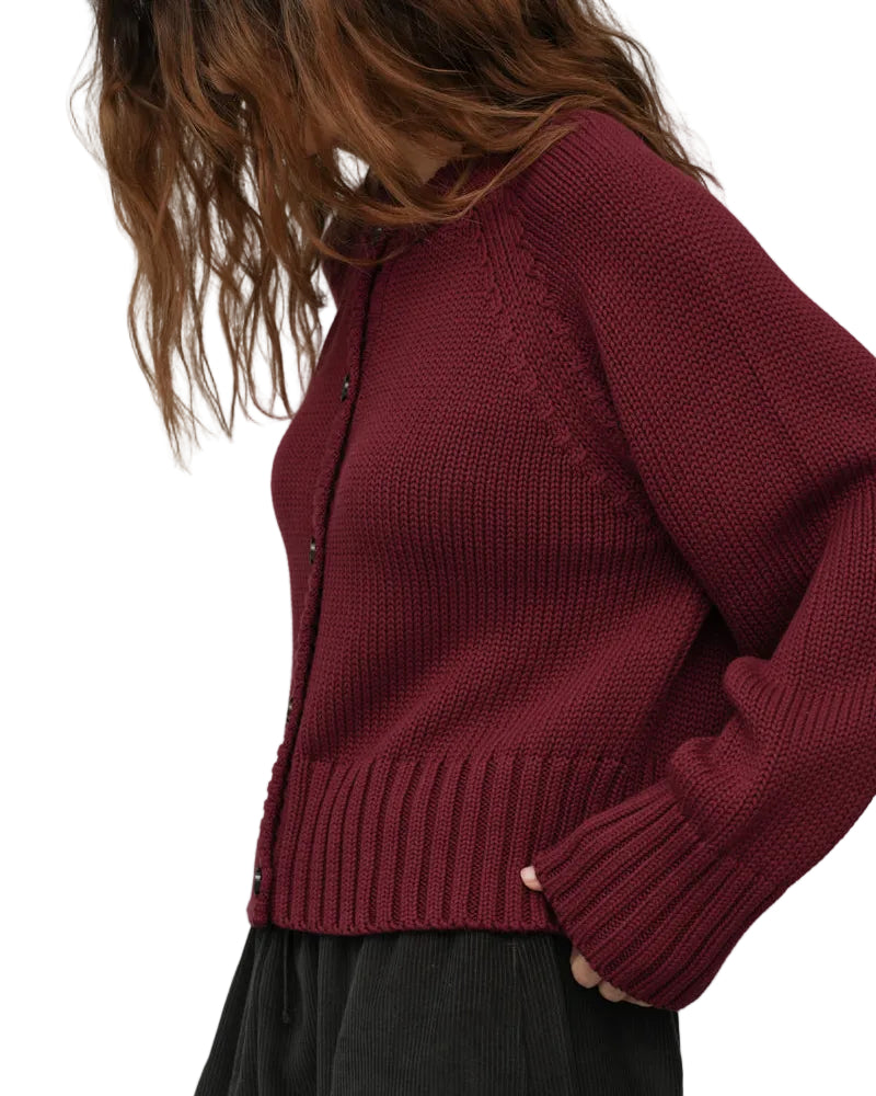 Beaumont Organic | Maroon Button Up Knit Cardigan