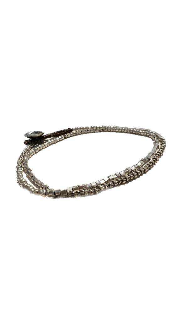 Double Wrap Pure Silver Adjustable Bracelet | Anantara