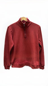 100% Cotton 3/4 Zip up Sweatshirt in Rustic Red | Mododoc